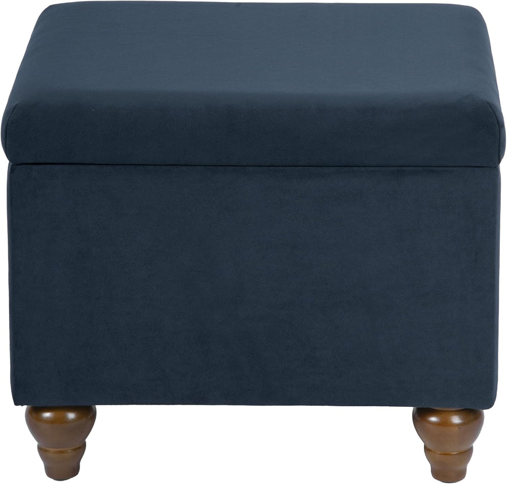 HomePop 22" Medium Rectangular Storage Ottoman - Blue Velvet