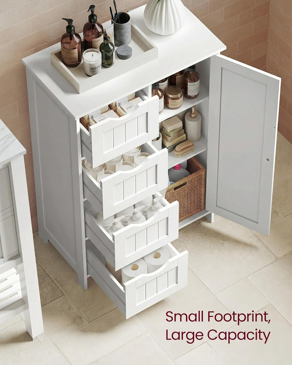 VASAGLE Storage Cabinet with Drawers, Freestanding Floor Cabinet with Door, 1...