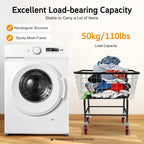 Steel Wire Laundry Cart, Wire Laundry Basket Cart with 4" Casters, Heavy Duty Commercial Rolling Laundry Basket for Clothes Storage, 26.77"D x 21.5"W x 26"H