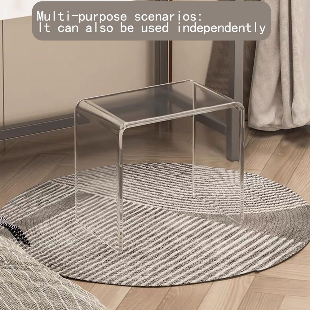 Clear Acrylic Coffee Table Set of 3, Modern Rectangular Coffee Table + 2 Tran...