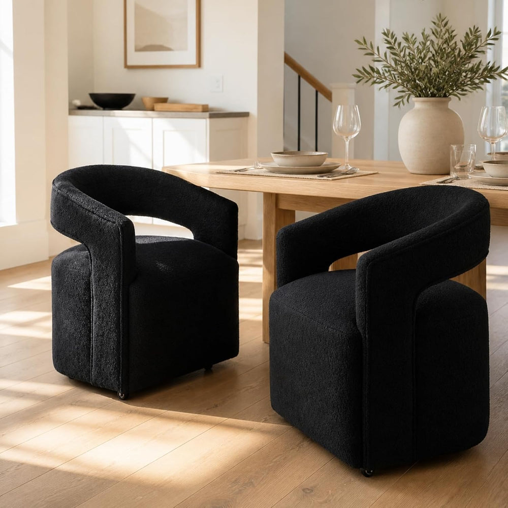 LukeAlon Sherpa Dining Chairs Set of 2, Modern 360° Swivel Kitchen Chairs wit...