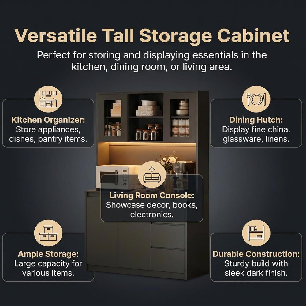 71" Kitchen Pantry Cabinet,Tall Storage Cabinet with Doors & Shelves...