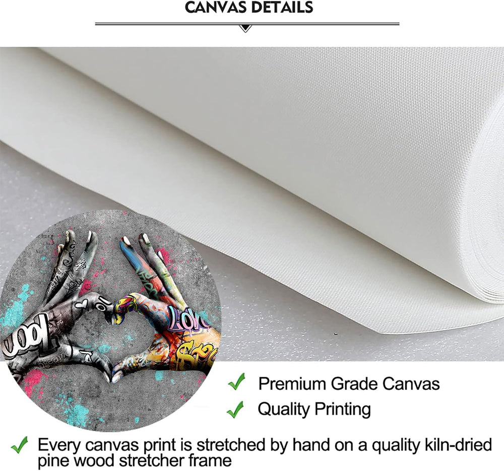 Canvas Set of 3 Street Art Gesture Heart Graffiti Art Canvas Oil Painting Lov...