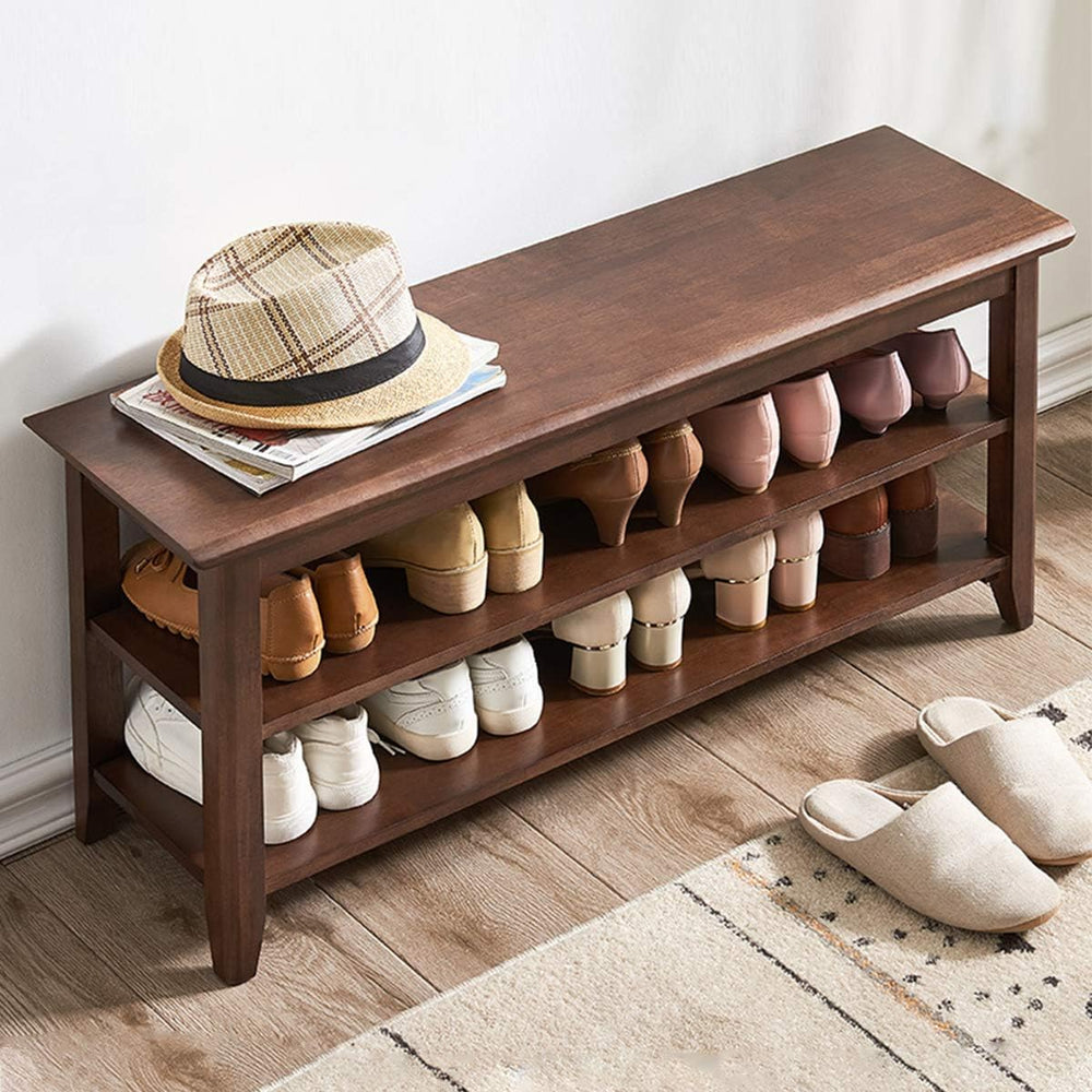 XKZG Shoe Rack Bench Wooden Shoe Storage Bench Entryway Bench, Brown, 39.4&qu...