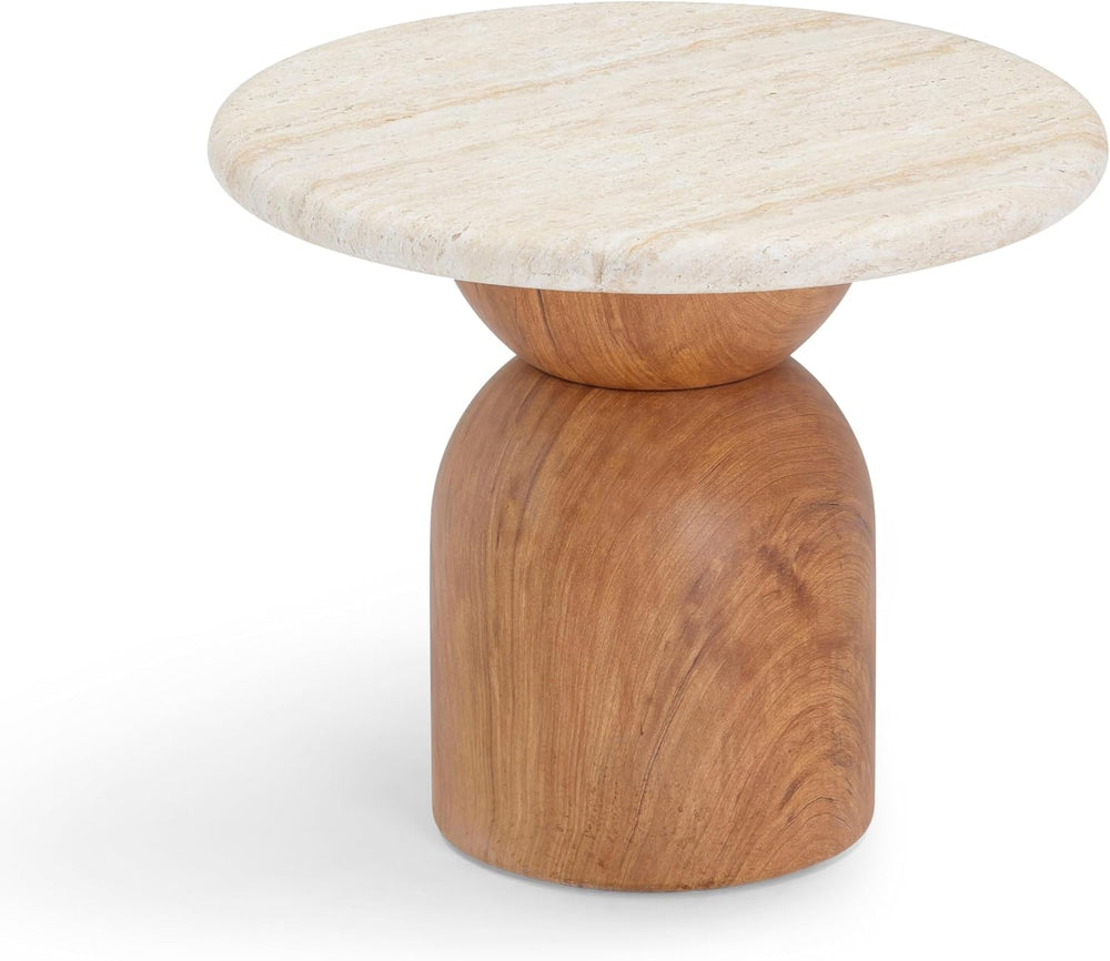 First of a Kind Side Table in Brown,Travertine Concrete