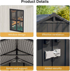 Patiowell 8x6 FT Outdoor Storage Shed, Plastic Shed Resin Garden Shed with Floor & Window & Lockable Door for Patio Furniture, Backyard Tools, Bicycles & Lawnmower, Beige
