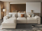 EASE MOOSE Leather Sectional Couch, Oversized Modular Sectional Sofas, Wide Deep Seat Modular Couch, Scratch Resistant Faux Leather Material, L Shaped Sofa for Big Spaces, Beige
