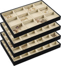 DIOMMELL Set of 4 Stackable Jewelry Trays Organizer Jewelry Display Showcase Dresser Drawer Organizer Storage Box for Ring Earring Bracelet Necklace Accessary