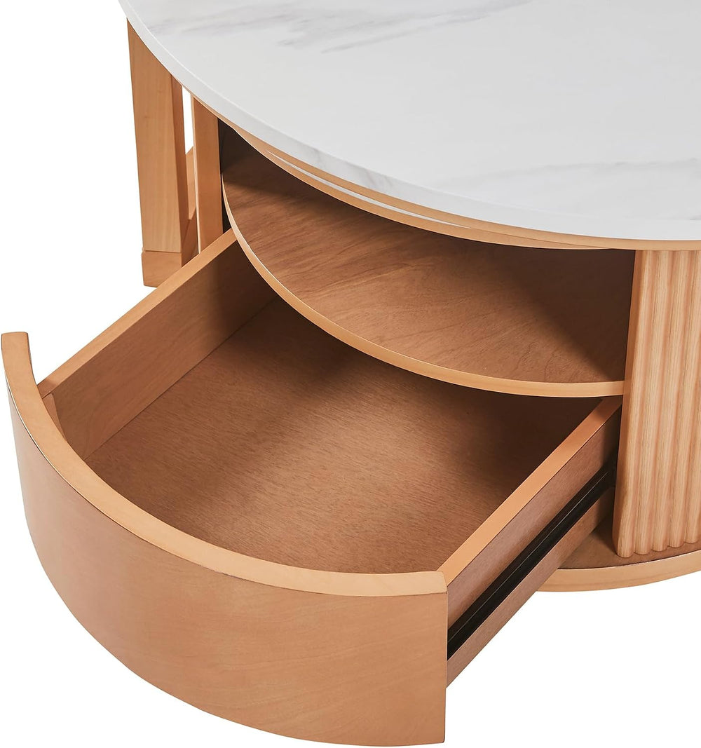 28" Marble Veneer MDF Nesting End Table, Nesting End Tables with Tiered ...