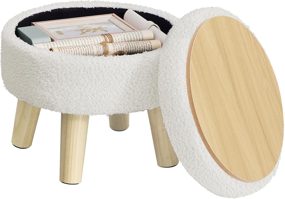 SONGMICS Storage Ottoman, Foot Stool, Foot Rest with Wood Legs | Small Table ...