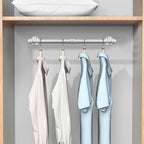 Industrial Iron Pipe Clothes Hanging Bar DIY Wall-Mounted Garment Rack Heavy Duty Clothing Rack for Bedroom, Laundry Room, Closet Storage (White 24 inch)