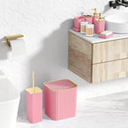 Pink Bathroom Accessories Set - Gorgeous Bathroom Set, 10PC Bathroom Accessory Set, Toilet Brush, Trash Can, Qtip Holder Dispenser & Soap Dispenser