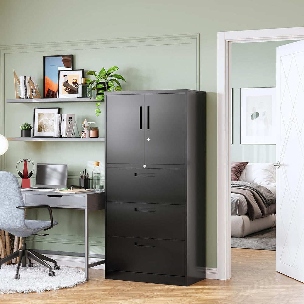 PEUKC 3-Drawer Metal File Cabinet, Lateral Vertical Filing Cabinets for Home ...