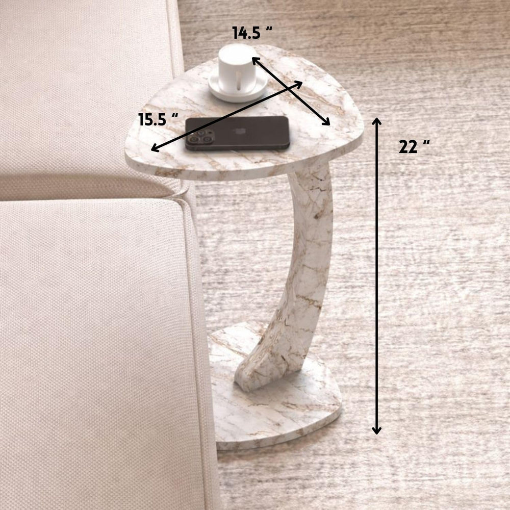 C Shaped Triangular Top Table for Couch Small Places, Space Saver Sheild Top ...
