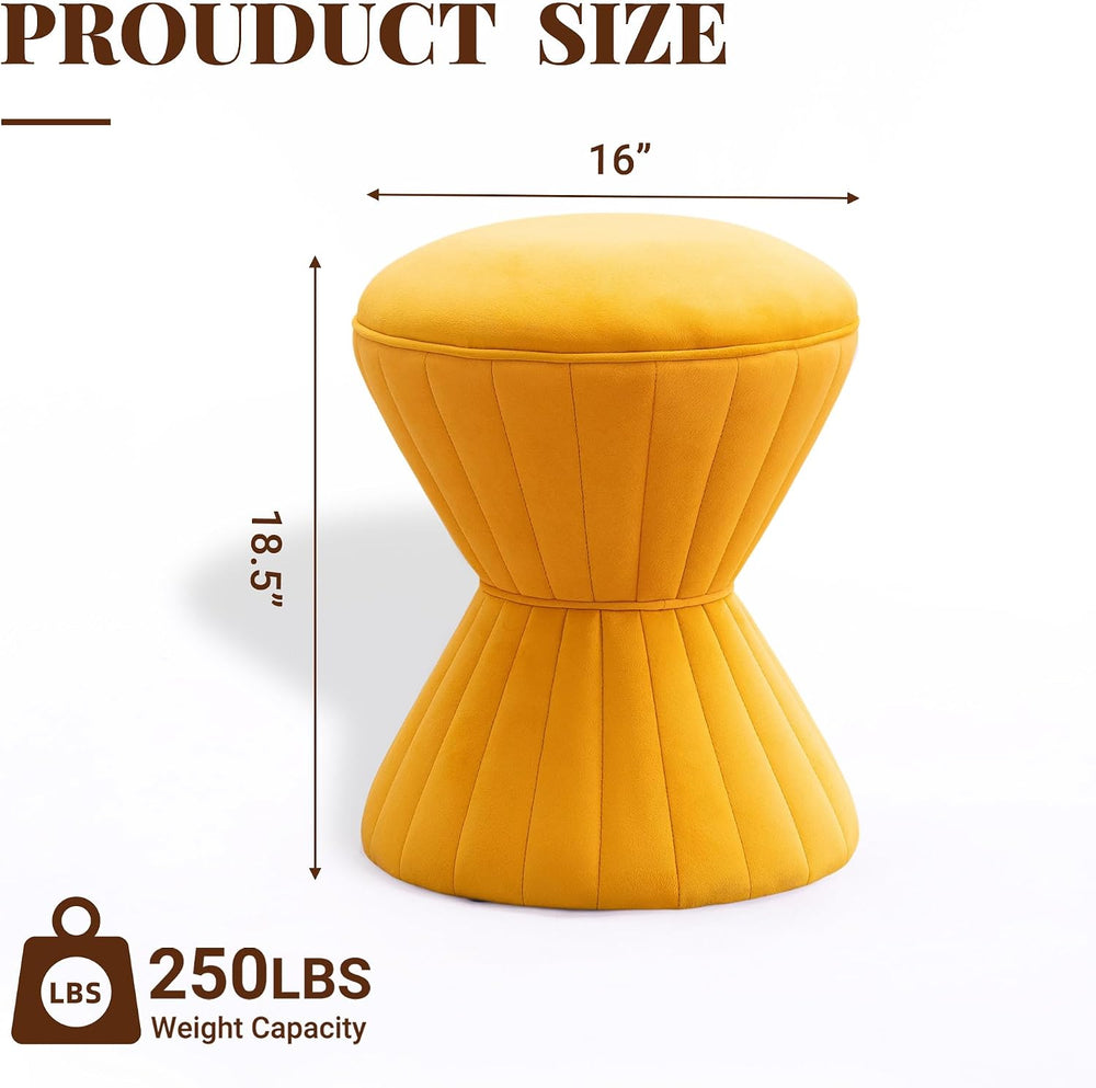 Multifunction Velvet Ottoman, Upholstered Vanity Stool Chair, Sturdy Round Fo...