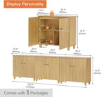 WAMPAT Modern Large Sideboards Credenza Storage Cabinets, 3 Pieces, Oak | 106" Wide Buffet Table w/ Doors & Shelves, Mid Century Tall Media Console, Wood Kitchen Coffee Bar for Living Room, Hallway