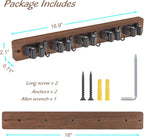 Mop and Broom Holder Wall Mount - Wood Broom Mop Hanger - Wall Mounted Garden Tool Rack Organizer for Closet Garage Laundry Room for Rustic Kitchen Decor With 5 Slots & 4 Hooks