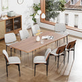 Dining Chairs Set of 8, Dining Room and Kitchen Chairs, FSC Certified Mid Century Modern Accent Chair, Upholstered PU Leather Chairs for Vanity with Walnut Bentwood and Metal Legs, White