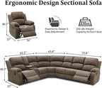 Manual Recliner Sectional Sofa Set, Corduroy L-Shaped Living Room Furniture Sets, Reclining Sectional Corner Couch and Recliner Chair Set for Home Office (Peanut, Sectional + Chair)