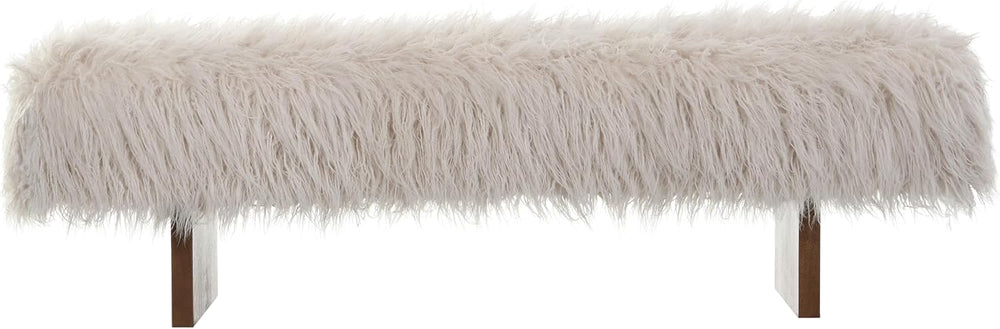 Christopher Knight Home Lenka 67" Long-haired Faux Wool Bedroom Bench, R...