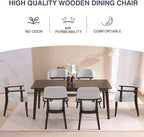 Modern Wood Dining Chairs with Arms Set of 6, Velvet Upholstered Kitchen Chairs with Open Curved Backrest & Black Hardwood Legs, Accent Chairs 350 LBS Capacity, Grey