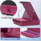 KDD Tablet Pillow Holder, Foldable iPad Stand for Lap, Bed and Desk -Tablet Soft Pad Dock with Pocket & Stylus Mount Compatible with iPad Pro 12.9, 10.5, 9.7 Air Mini 6 5 4 3, Galaxy Tab, E-Reader