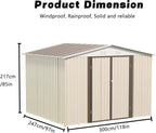 Outdoor Sheds 10FT x 8FT Outdoor Storage Metal Anti-Corrosion Utility Tool House with Lockable Door & Shutter Vents Outdoor Waterproof Garden Tool Storage Sheds with Metal Foundation