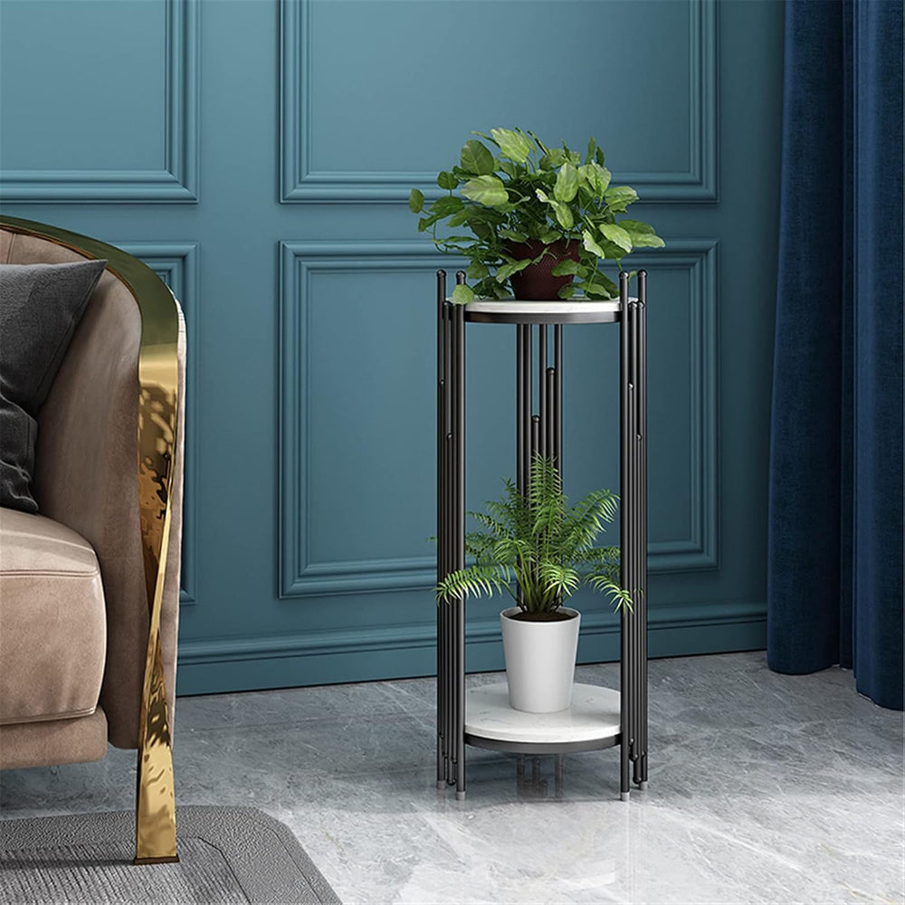 Marble Look -Tier Storage Telephone Table - Tall Slim Plant Stand, Stylish Ro...