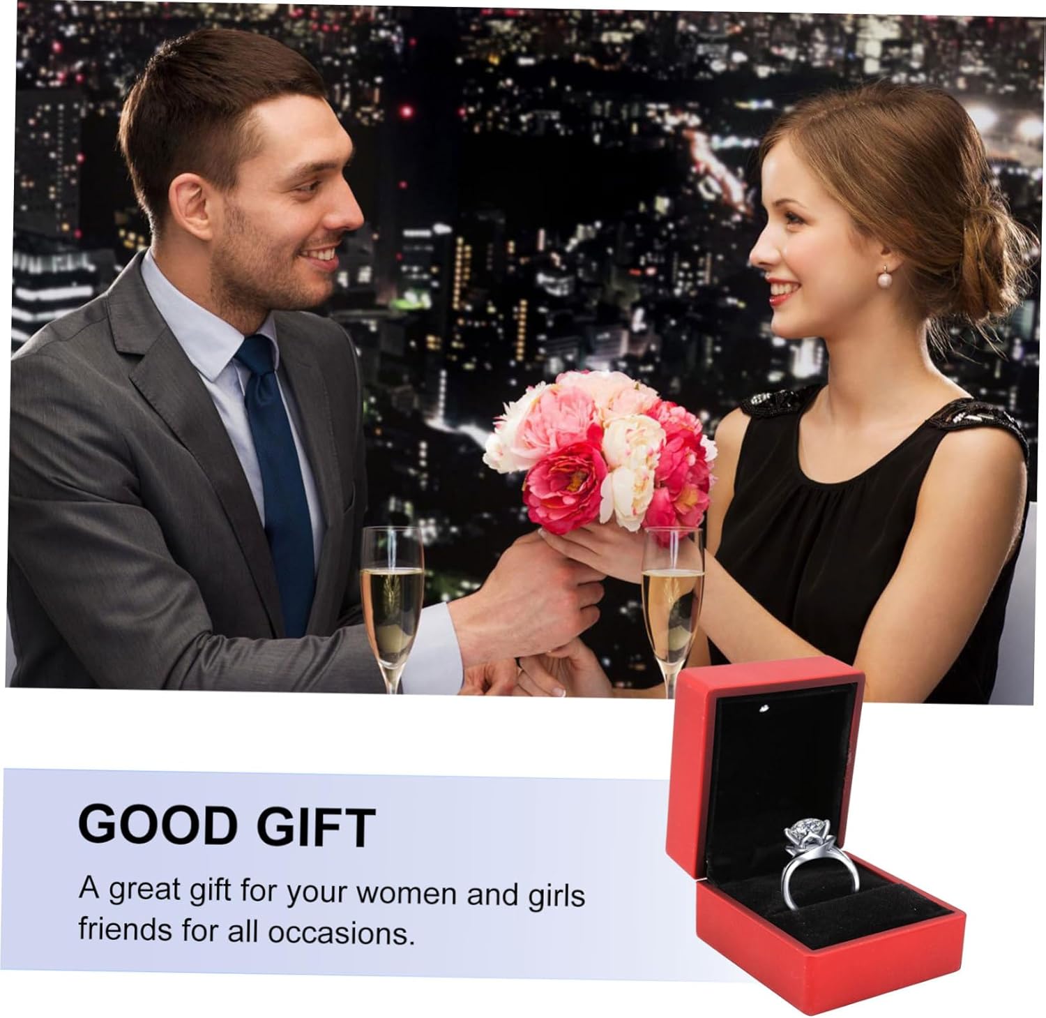 BESPORTBLE 3pcs LED Lighted Jewelry Storage Box with Ring Pendant Bracelet Cases Elegant Design with Dazzling LED Light for Engagement Wedding Display and Small Accessories
