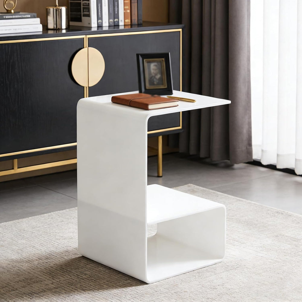 Acrylic End Table, 21.6" H C-Shaped End Table, Side Table for Living Roo...