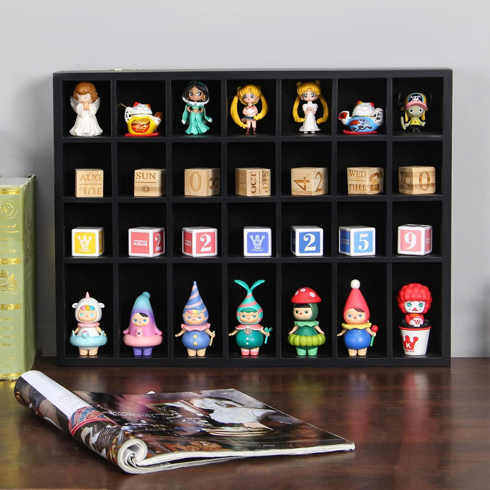 Black Shot Glass Display Case 18" x13" Solid Wood Wall Mounted Coll...