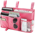 Bseash Bunk Bed Organizer, Bedside Caddy Hanging Bed Organizer Storage Bag 8 Pockets, for College Dorm Rooms Bed, Hospital Bed, Baby Bed Rails, 600D Oxford Cloth (Pink)