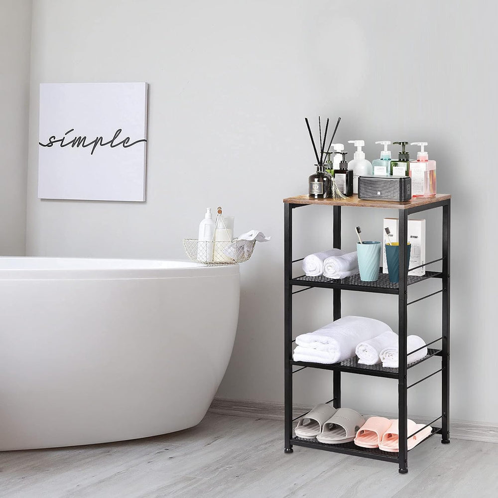 CADUKE Kitchen Storage Cart Baker's Rack 4-Tier Industrial Wood | Kitchen...