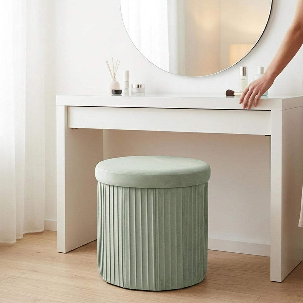 Relaxdays Velvet Stool with Storage Upholstered Foldable Height 38 x Depth 38...