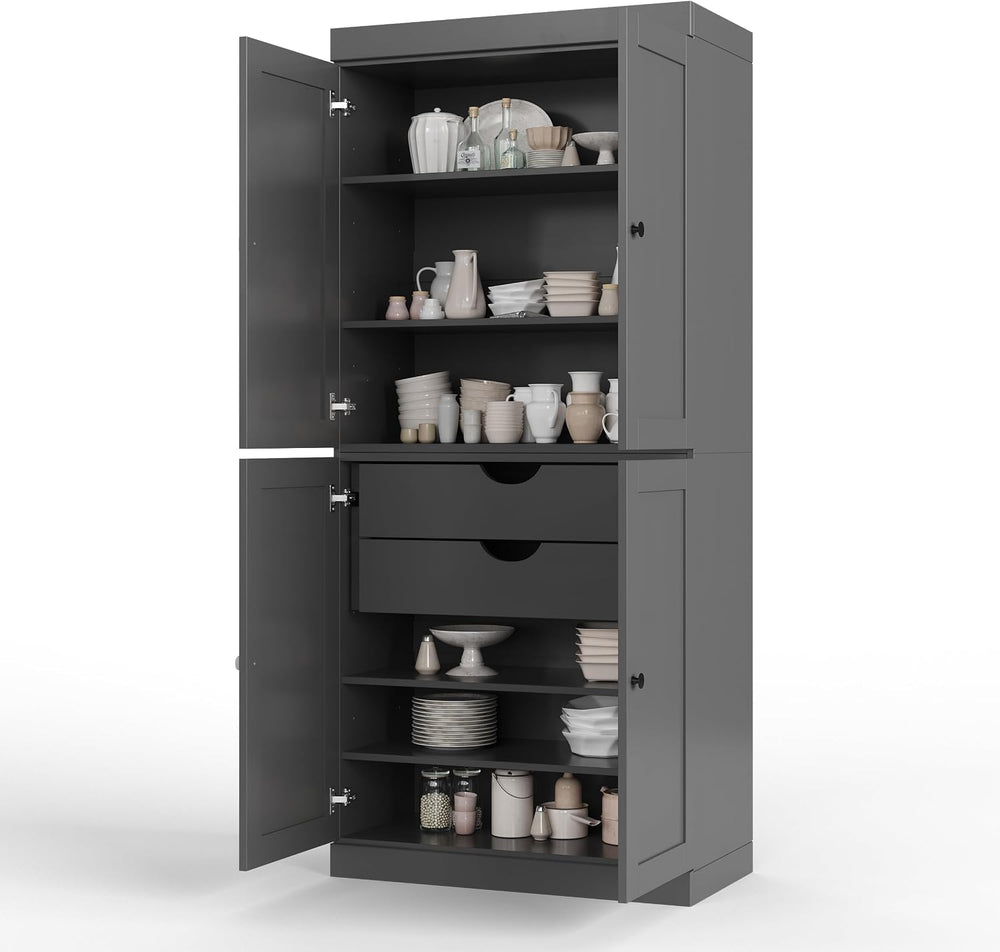 Palace Imports Solid Wood Kitchen Pantry Cabinet - 71.5" H x 32" W ...