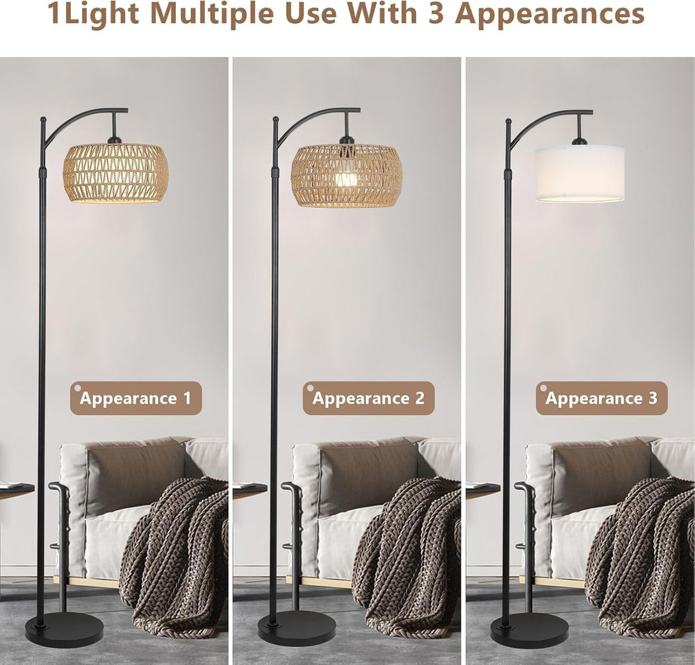 eyassi Arc Floor Lamp with 3 Color Temperatures, LED Gold Floor Lamp with Rem...