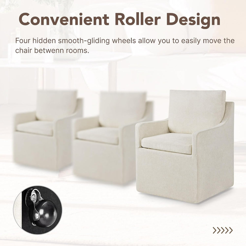 KISLOT Upholstered Dining Chairs Set of 4 with Washable Cover, Oatmeal | Mode...