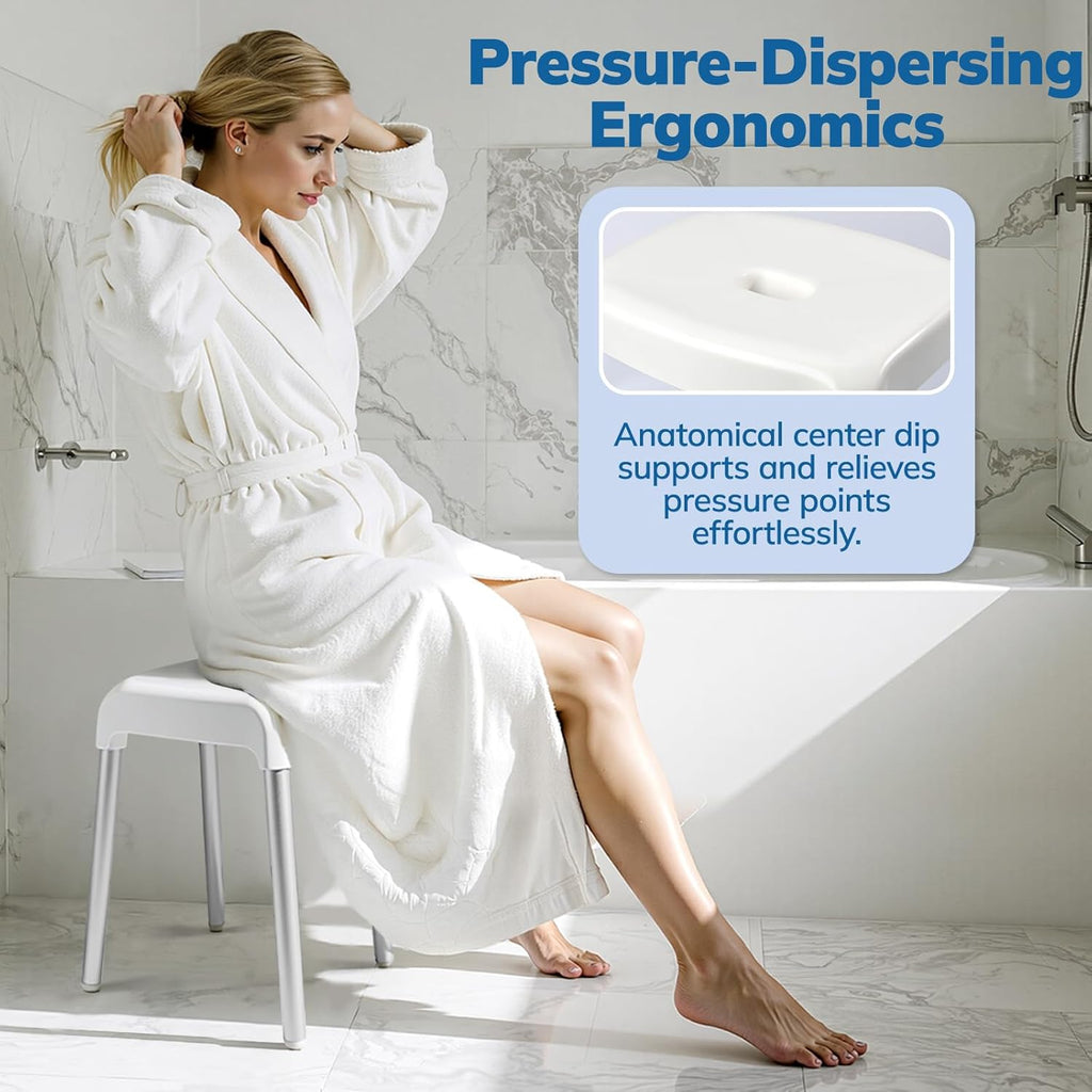 Umimile Shower Stool for Shaving Legs - Fixed Height, Sturdy 330 lb Bath Seat - Anti-Slip Safety Shower Stool for Elderly and Disabled, Tool-Free Assembly (Height: 15.8")