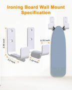 2PCS Ironing Board Holder Wall Mount White, Stainless Steel Ironing Board Hanger for Laundry Room, Adjustable Distance Holder Hook