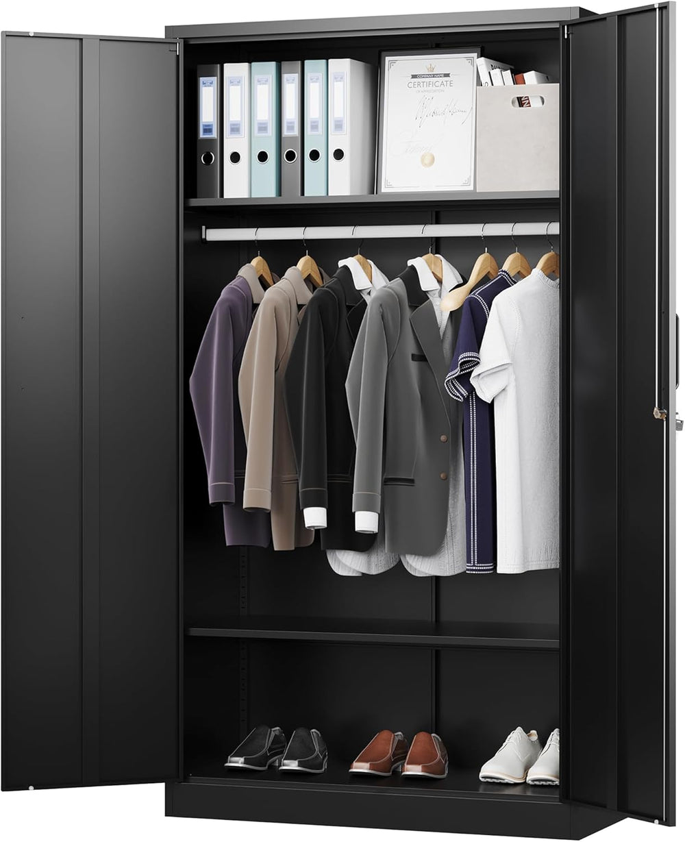 Letaya Metal Wardrobe Cabinets with Lock,Clothing Locker 72" X 36" ...