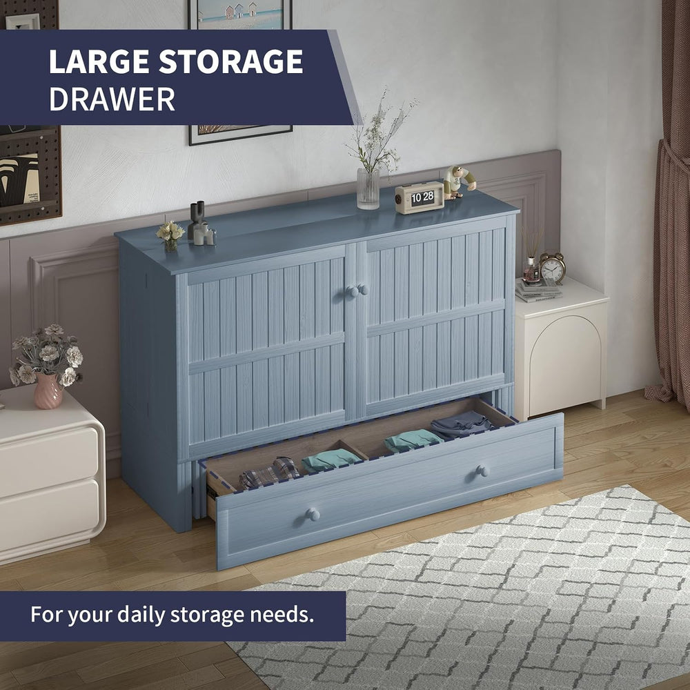 ijuicy Murphy Cube Bed Queen with Memory Foam Mattress-Grayish Blue | USB Cha...