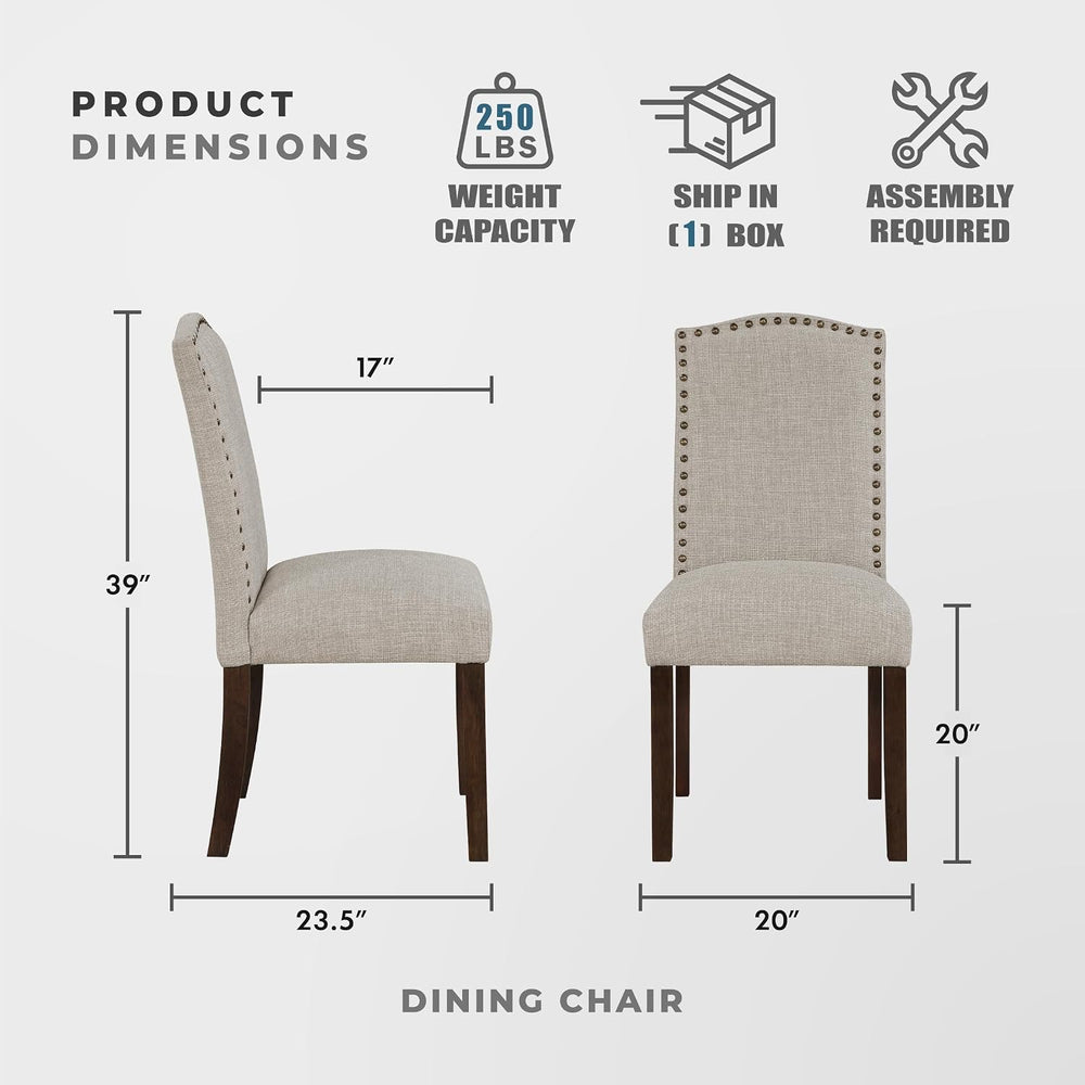 Lexicon Upholstered Dining Chairs Set of 2 - Soft Durable Fabric Armless Arch...