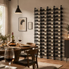 Large Wall Mount Wine Rack, 16 Tier 64 Bottle Wine Storage Organizer Display Holder, Metal Liquor Display for Wine Cellars, Home Bars, Kitchens, and Dining Rooms (Black, 64 Bottles)