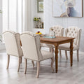 Upholstered Dining Chairs Set of 4 for Kitchen and Dining Room, Farmhouse Fabric Tufted Accent Chairs for Living Room and Bedroom with Wooden Legs, Cream