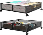 PHINOX Under Bed Storage Containers with Wheels - Shoe Storage Organizer Drawer, Tool-free Assembly Metal Underbed Storage for Bedroom Clothes, Shoes, Blankets - 2Pack