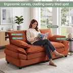 83" Cloud Loveseat Sofa, Comfy Corduroy Couch Deep Seat Double Cushion, 800 LBS 2-3 Seater Love Seat for Living Room Bedroom Apartment Office Small Space, Reddish-Brown