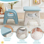 GITAWUSA Kids Table and 2 Chairs Set, Large Built-in Storage, Montessori Toddlers Table and Chairs Set, Kids Activity Table for Drawing Dining Playing, CPSC & ASTM Approved, Blue