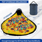 Toy Storage Organizer & Play Mat for Kids - Foldable Bin Toys Box Holds Rooms, Building Bricks Toy Storage Basket, Foldable Fabric Bag for Nursery (blue)