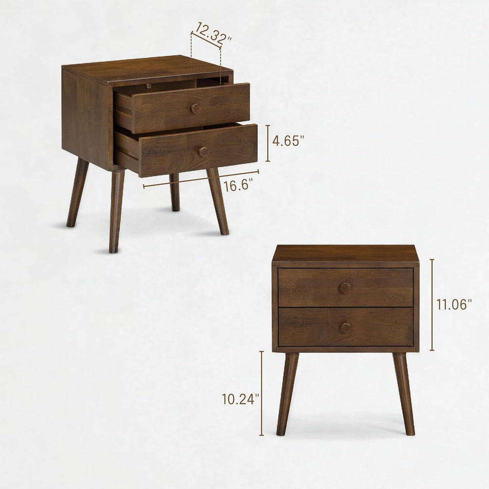 NTC Lux Nightstand with 2 Drawers, Featuring Adaptable Design, 150 lbs Load C...