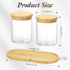 Luxspire Glass Qtip Holder with Vanity Tray, 2 Pack Cotton Swab Holder with Bamboo Lid, 13.4 oz Glass Apothecary Jars Bathroom Accessories Canisters for Cotton Swabs, Balls, Pads, Floss Picks